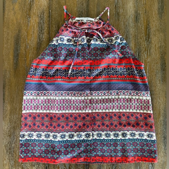 Collective Concepts Tops - Collective Concepts Women’s Red and Blue Patterned Button Down Halter Top Size M